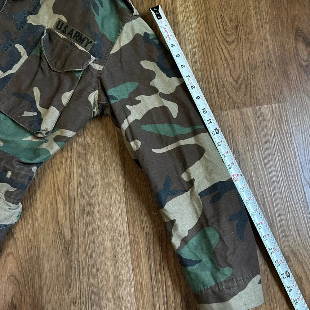 US Army M-65 Field Jacket Mens Small Long Camo Good Woodland Vintage 1983 M65